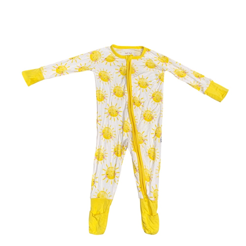 Little Sleepies Sun Zippie Pajamas Kids 3-6M Yellowβ Excellent Bamboo Viscose